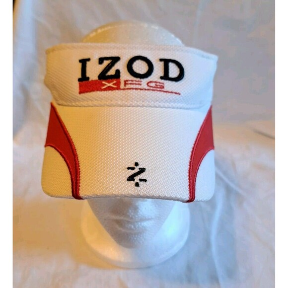 Izod XFG White Red Visor Golf Cap Hat Embroidered Hook & Loop Adjustable Unisex - Picture 1 of 8